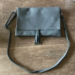 Gray Leather Crossbody Bag